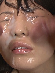 Japanese dark-haired girl cum bukkake