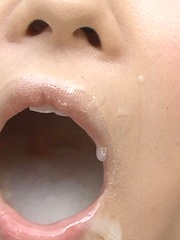 Asian girl swallowing sperm from ten cocks