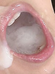 Asian girl gets full mouth of hot sperm