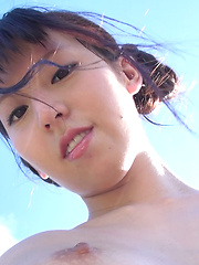 The thrill of being nude outdoors and having her perfect a-cup breasts massaged in public was almost too exciting for this Japanese cutie to handle.