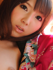 Kurara Horie Asian lets her fine assets to be caressed by the sun